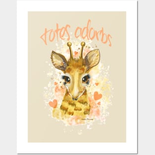 Totes Adorbs! Watercolor Baby Giraffe Posters and Art